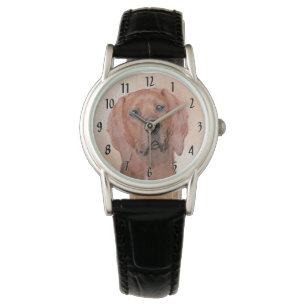 Rotbein-Innenmalerei - Niedliche Original Hundkuns Armbanduhr