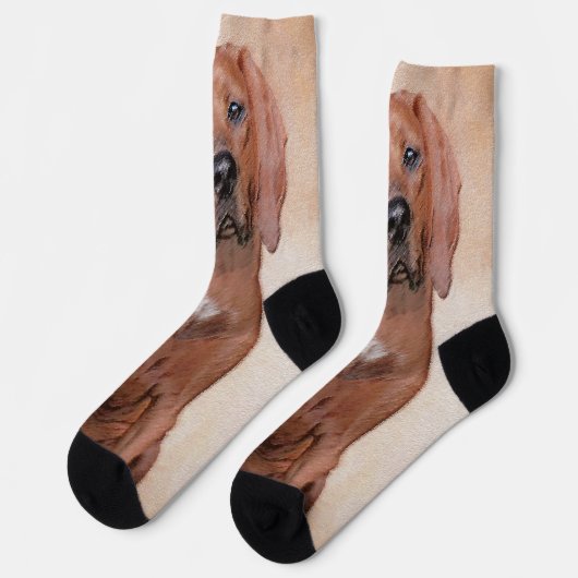 Rotbein-Innenmalerei - Niedliche Original Hundkuns Socken (Linkes Detail)