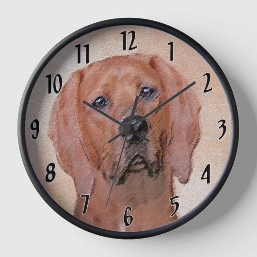 Rotbein-Innenmalerei - Niedliche Original Hundkuns Uhr (Vorderseite)