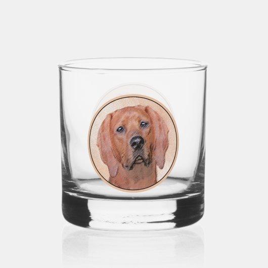 Rotbein-Innenmalerei - Niedliche Original Hundkuns Whiskyglas (Vorderseite)