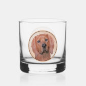 Rotbein-Innenmalerei - Niedliche Original Hundkuns Whiskyglas (Rückseite)