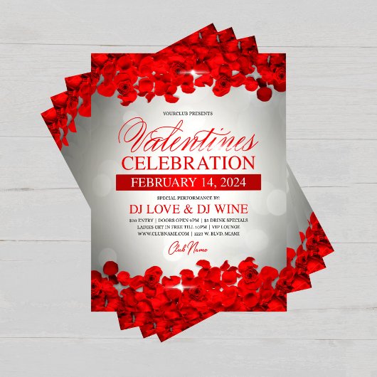 Rotblatt & Rosen Valentinstag-Veranstaltung Flyer