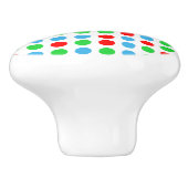 Rotblau und grüner Polka Dot Keramik Knoblauch Keramikknauf (Seitenansicht)