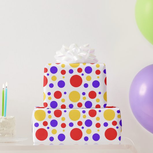 Rotblaue gelbe Kreise Punkte Geschenkpapier (Partygeschenke)