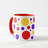 Rotblaue gelbe Kreise Punkte Tasse (Vorderseite Links)