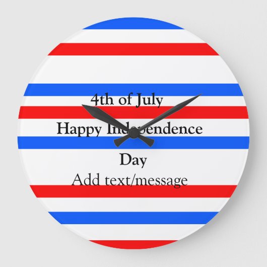 Rotblaue Streifen Unabhängigkeit Tag 4. Juli Große Wanduhr (Vorderseite)
