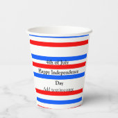 Rotblaue Streifen Unabhängigkeit Tag 4. Juli Pappbecher (Rückseite)