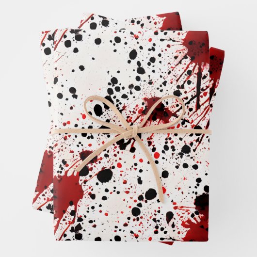 Rotblut-Spritzer-Muster Geschenkpapier Set (Beispiel)