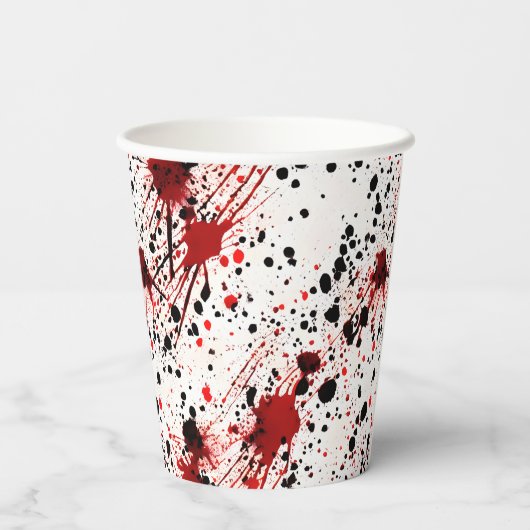 Rotblut-Spritzer-Muster Pappbecher (Rückseite)