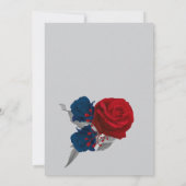 Rotblütenblüten und marineblaue Geomertische Gebur Einladung (Rückseite)