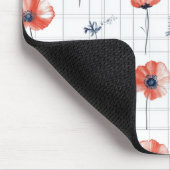 Rotblütenmuster auf weißem Grund Mousepad (Ecke)