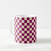 Rotbraun-beiges Schachbrettmuster Kaffeetasse (Vorderseite Links)