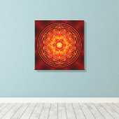 Rotbraun-Gelb-Mandala mit Blume des Lebens Leinwanddruck (Insitu (Holzboden))