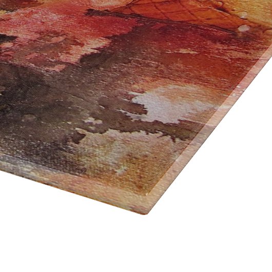 Rotbraune orange weiße moderne abstrakte Kunst Schneidebrett (Ecke)