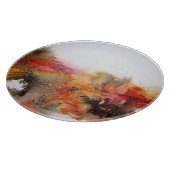 Rotbraune orange weiße moderne abstrakte Kunst Schneidebrett (Ecke)