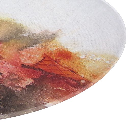 Rotbraune orange weiße moderne abstrakte Kunst Schneidebrett (Ecke)