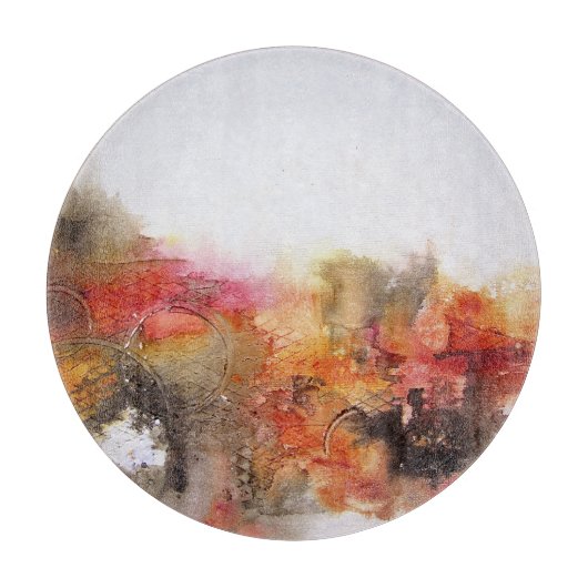 Rotbraune orange weiße moderne abstrakte Kunst Schneidebrett (Vorderseite)