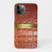 Rotbraune Reptilien Digital Leather Gold Metal Case-Mate iPhone Hülle (Rückseite)