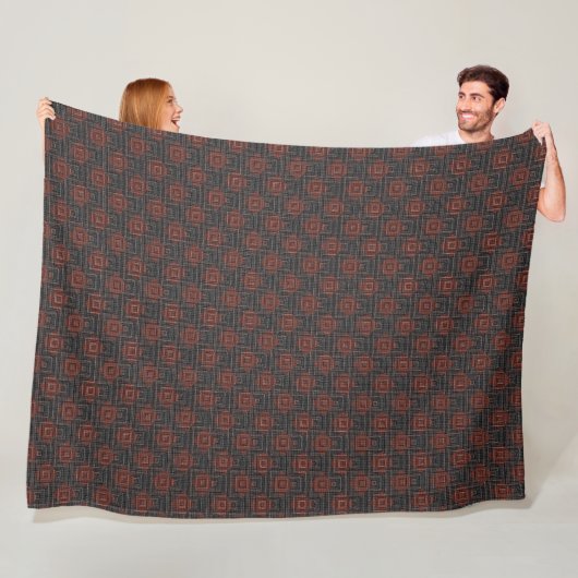 rotbraune und schwarz geneigte Quadrate oder Schac Fleecedecke (Beispiel)