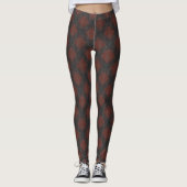 rotbraune und schwarz geneigte Quadrate oder Schac Leggings (Vorderseite)