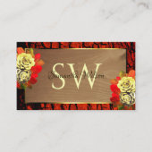 Rotbrauner Baum Bark Wood Grain Initials floral Visitenkarte (Vorderseite)