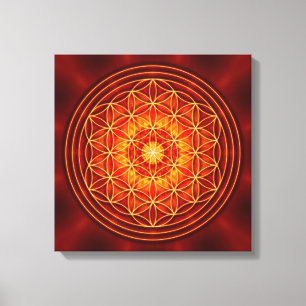rotbrauner orange Gelb Mandala mit Blume von lif Leinwanddruck