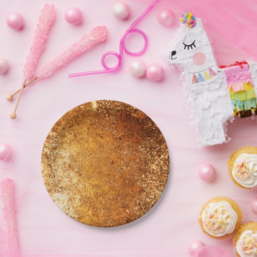 Rotbrauner Rustikal-Wethering-Grunge Kupfer Pappteller (Party)