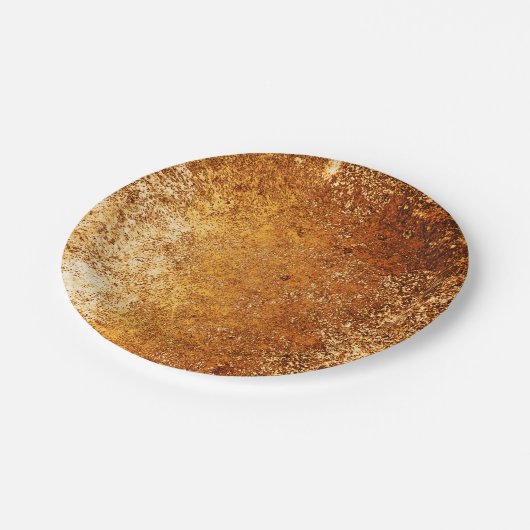 Rotbrauner Rustikal-Wethering-Grunge Kupfer Pappteller (Schrägansicht)