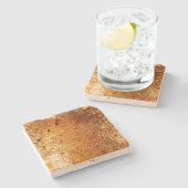 Rotbrauner Rustikal-Wethering-Grunge Kupfer Steinuntersetzer (Seitenansicht)