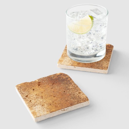 Rotbrauner Rustikal-Wethering-Grunge Kupfer Steinuntersetzer (Seitenansicht)