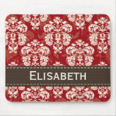 Rotbrauner Sahnedamast Mousepad (Vorne)