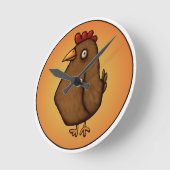 Rotbraunes Huhn-stehendes hohes Runde Wanduhr (Winkel)