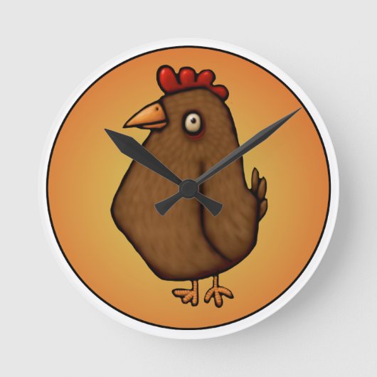 Rotbraunes Huhn-stehendes hohes Runde Wanduhr (Vorderseite)