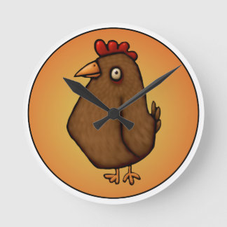 Rotbraunes Huhn-stehendes hohes Runde Wanduhr