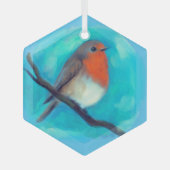 Rotbrust-Keramik Ornament Aus Glas (Vorderseite)