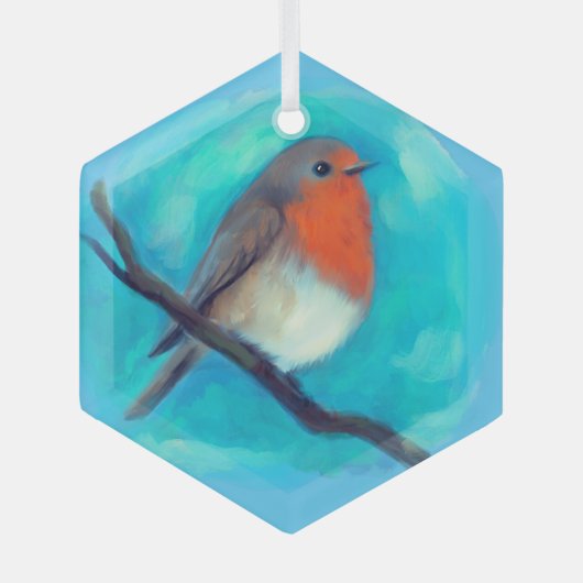 Rotbrust-Keramik Ornament Aus Glas (Vorderseite)