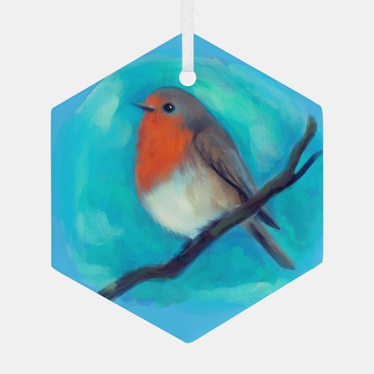 Rotbrust-Keramik Ornament Aus Glas (Rückseite)