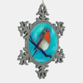 Rotbrust-Keramik Schneeflocken Zinn-Ornament (Links)