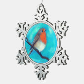 Rotbrust-Keramik Schneeflocken Zinn-Ornament (Rechts)
