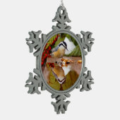 Rotbrüstiger Kleiber Schneeflocken Zinn-Ornament (Links)