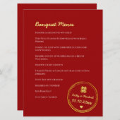Rotchinesische Hochzeit-Briefmarke Menükarte (Vorne/Hinten)