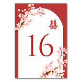 Rotchinesischer Hochzeitsblumenbogen Tischnummer (Rückseite)