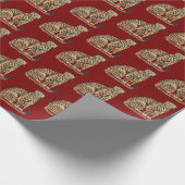 Rotcreme Gold Leopard Tier Geburtstag Geschenkpapier (Ecke)