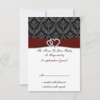 Rotdiamant-Damast-Standard 3,5 x 5 Hochzeit RSVP Karte