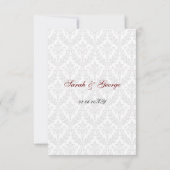 Rotdiamant-Damast-Standard 3,5 x 5 Hochzeit RSVP Karte (Rückseite)
