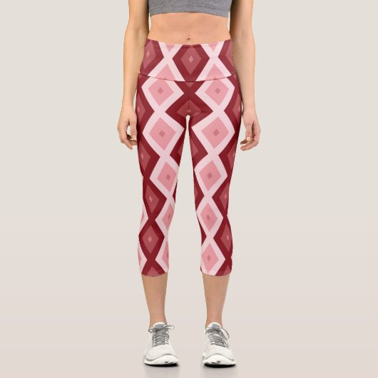 Rotdiamantenmuster Capri Leggings (Vorderseite)