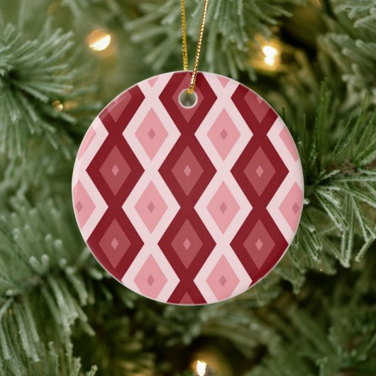 Rotdiamantenmuster Keramik Ornament (Baum)