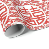 Rotdoppelglückszeit Moderne chinesische Hochzeit Geschenkpapier (Rolleneckpunkt)