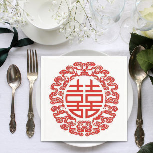 Rotdoppelglückszeit Moderne chinesische Hochzeit Serviette