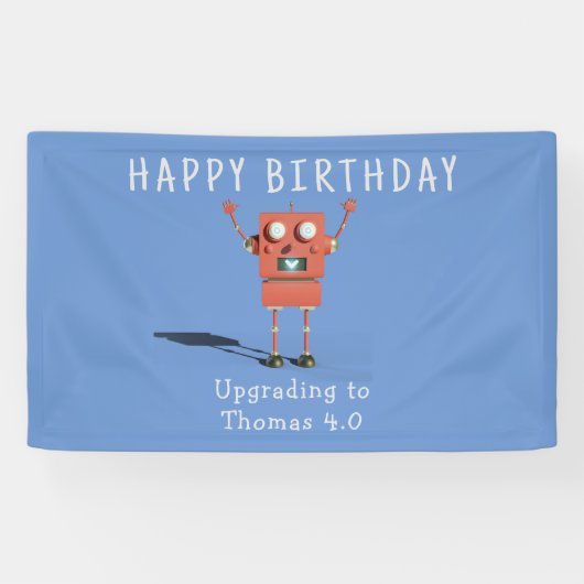 Rote 3D-Roboter-Kindergeburtstagsfeier Banner (Horizontal)